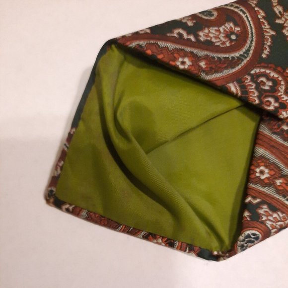 Paisley Embroidered Tie Green Classic Necktie Retro Boho Pointed Casual Formal - Picture 7 of 13
